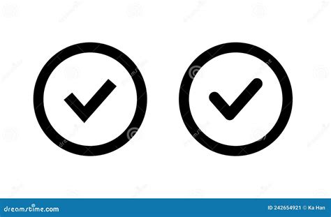 Check Mark Icon Sign Symbol in Circle Line Stock Vector - Illustration ...