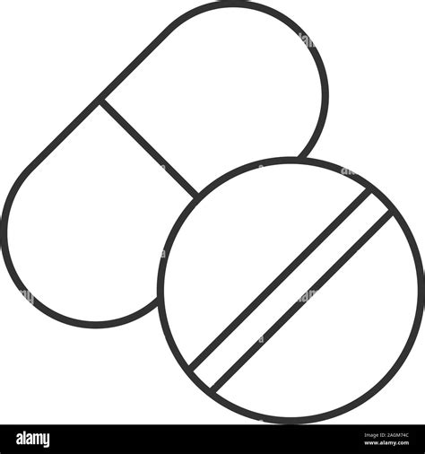 Pills Linear Icon Thin Line Illustration Medications Contour Symbol