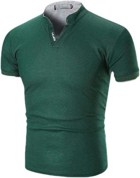 H E Herren Poloshirt Mit Stehkragen Kurz Rmelig Gr S Gr N Amazon De