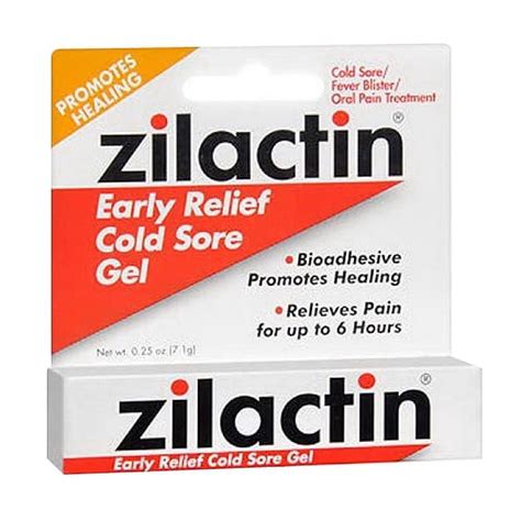 Zilactin Early Relief Cold Sore Gel Medicated Gel 025 Oz 6 Pack