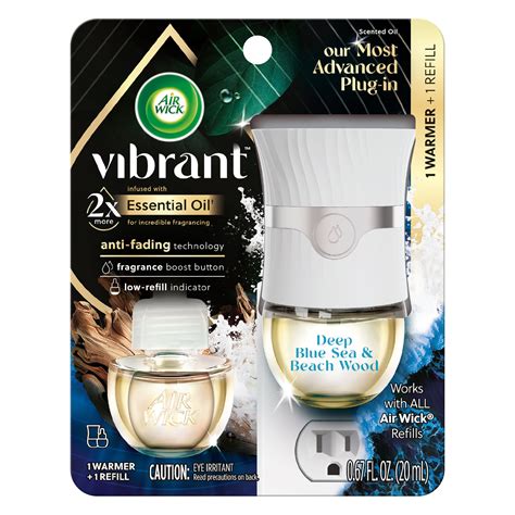 Air Wick Scented Oil Vibrant Starter Kit Warmer 1 Refill Deep Blue