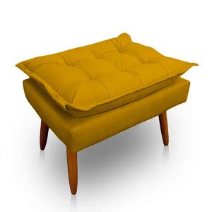 Puff Opala Retangular Para Sala E Quarto Suede Amarelo Jylcrom