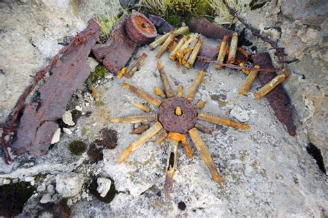 Rusty Fragments Bullets In A Dugout Stock Photo Image Of Caliber