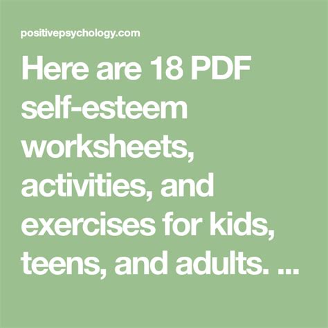 18 Best Self Esteem Worksheets And Activities Incl Pdf Artofit