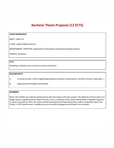 Free 10 Bachelor Thesis Proposal Samples In Pdf Doc