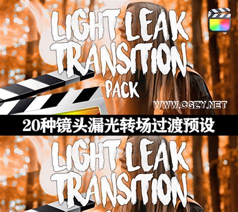 中文汉化fcpx插件20种镜头漏光转场过渡预设 Light Leak Transitions Cg资源网