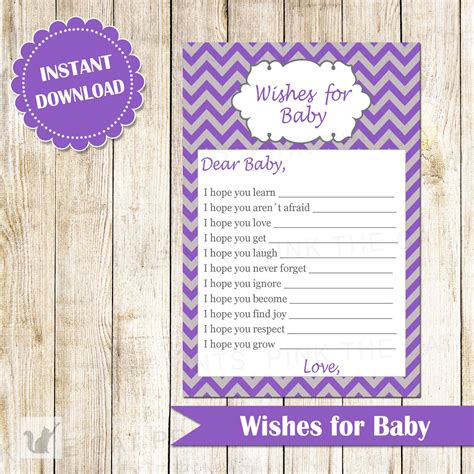 Wishes for Baby Card New Baby Messages Purple Wishes Card - Etsy