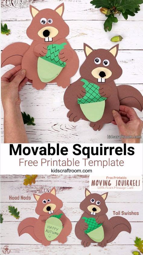 Easy Movable Squirrel Craft In 2020 Animal Crafts For Kids Fall