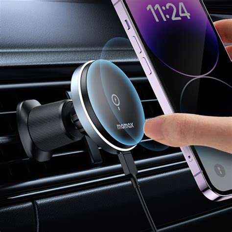 Momax Cm25a Magnetic Wireless Charger Car Air Outlet Phone Holder