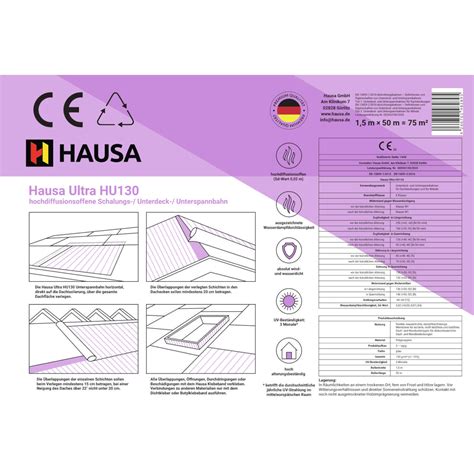 HAUSA Unterspannbahn Unterdeckbahn 75m² Schalungsbahn Dachbahn 100 130g