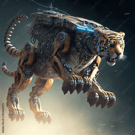 Futuristic Tiger Knight Mechanical Robot Warrior Big Cat Future