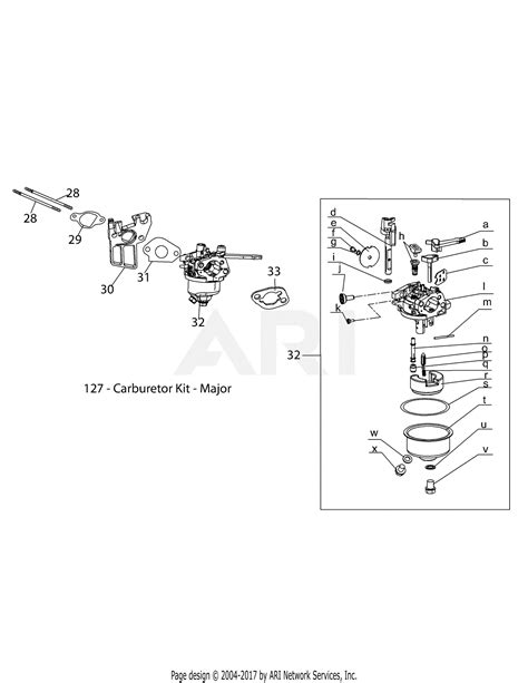 Troy Bilt 170 VU Engine Parts Diagram For 170 VU Carburetor