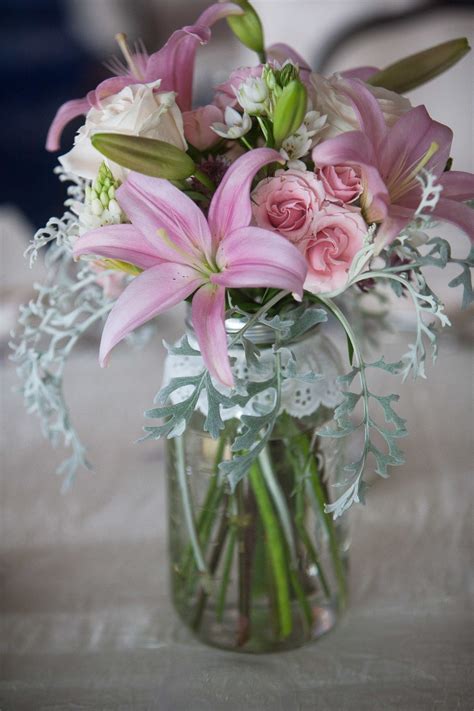 Pink Lily and Rose Centerpieces | Flower centerpieces wedding, Lily centerpieces, Lily bouquet ...