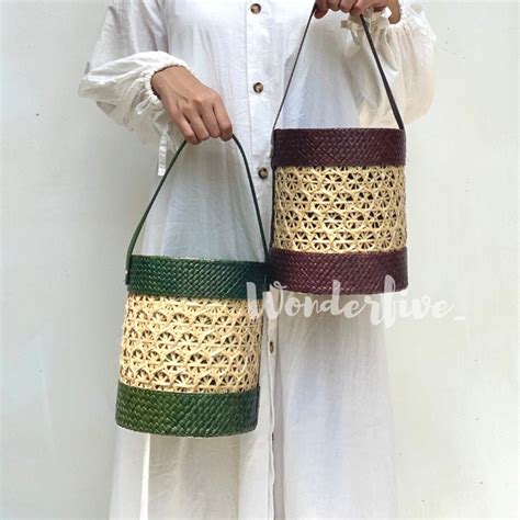 Jual Tas Anyaman Mendong Etnik Pandan Bambu Parcel Hampers Lebaran Idul