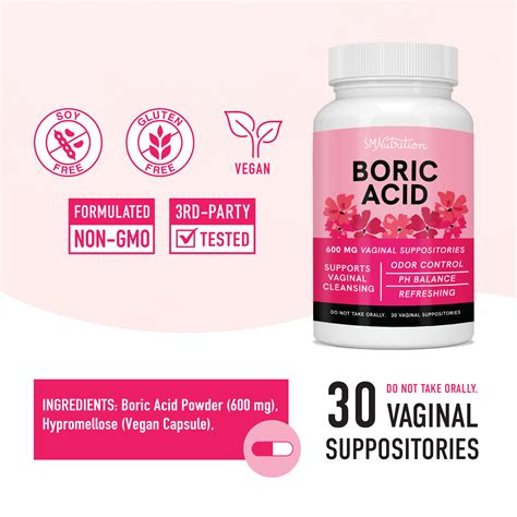 Boric Acid Suppositories, 30 Count - SMNutrition