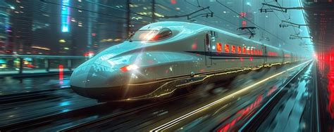 Premium Photo A Sleek Bullet Train Speeding Along Elevated Background