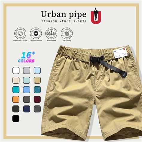 URBAN PIPE Plain Shorts For Men W ADJUSTABLE Strap Buckle Below The