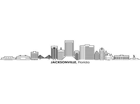 JACKSONVILLE Florida USA SKYLINE City Outline Silhouette Etsy