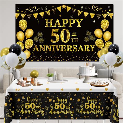 Darunaxy 50th Wedding Anniversary Decorations Large Happy 50th