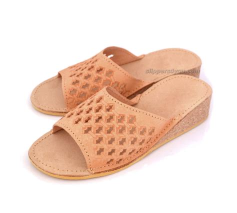 Peep Toe NEBRASKA Wedge Women's Leather Cork Mule Slippers