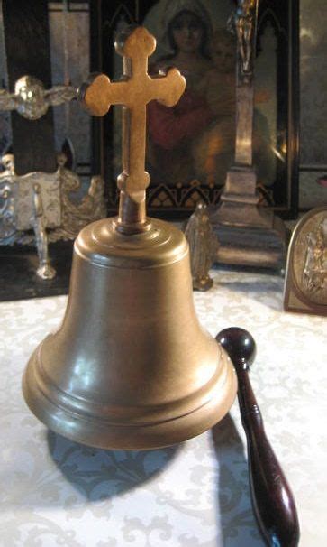 Vintage Brass Catholic Church Sanctuary Bell With Wood Mallet Vintage