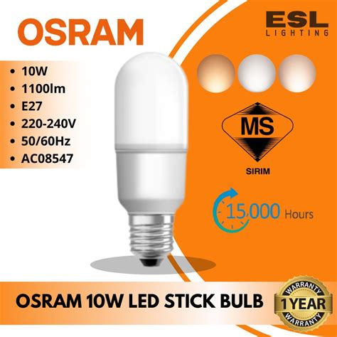 Esl Lighting Osram 10w Led Stick Bulb E27 Sirim Approved Daylight