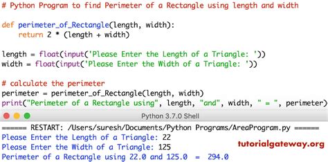 Python Program To Find Perimeter Of A Rectangle Using Length And Width