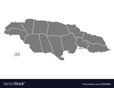 Jamaica with parishes map grey Royalty Free Vector Image