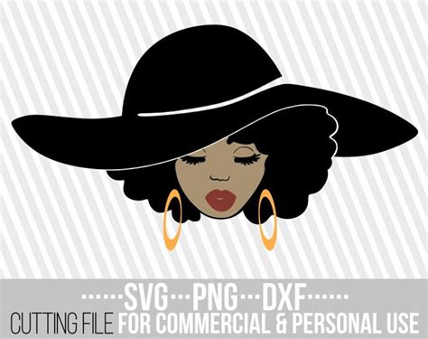 Elegant Black Woman Silhouette Big Hat Svg Melanin Queen Etsy