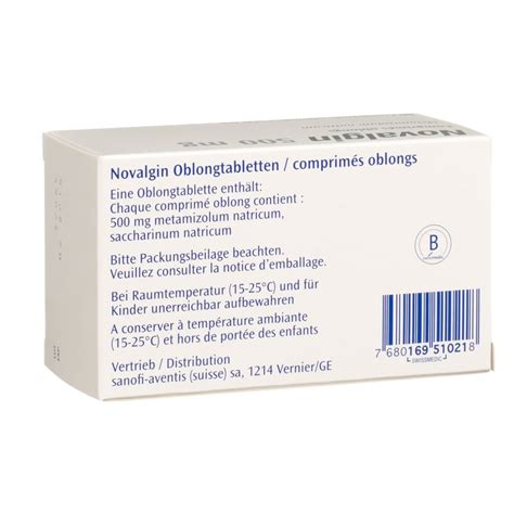 Novalgin Cpr Pell 500 Mg Blist 50 Pce Commander En Ligne