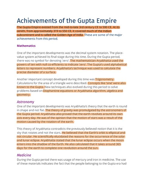 Gupta Empire Last Unit Of Fom Achievements Of The Gupta Empire The