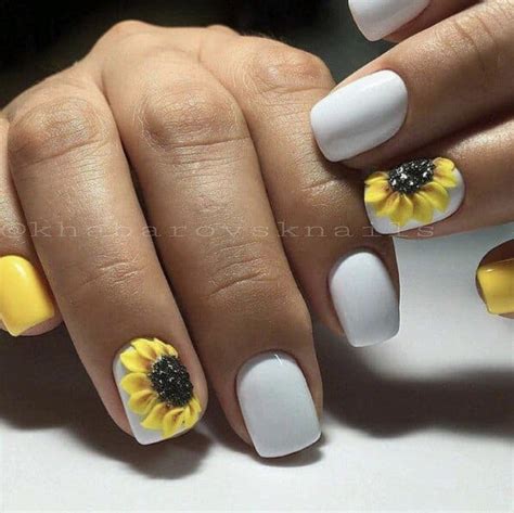 I Saw These Beautiful White Acrylic Sunflower Nails On A Board I