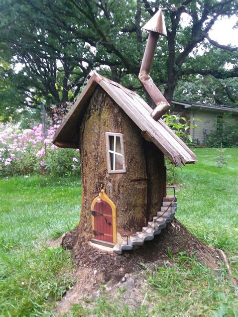 Gnome Tree Stump House With Fairy Garden