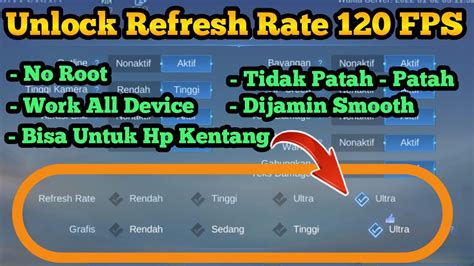 Cara Unlock Refresh Rate Fps Terbaru Mobile Legends Di Semua