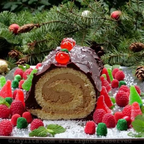 Bûche de Noël or Christmas Yule Log Cake