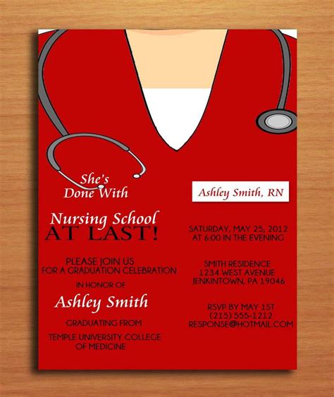 Scrub Top Nursing Graduation Invitation Medical Graduation Etsy Nursing School Graduation