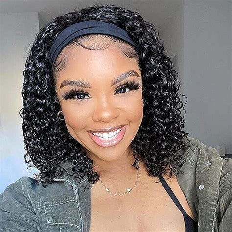 Amazon SWEETGIRL 12 Inch Headband Wig Human Hair Water Wave Wigs