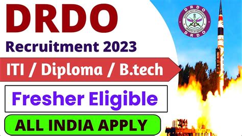 Drdo Recruitment Fresher Iti Diploma Be B Tech Drdo Jobs