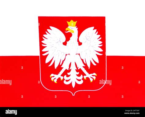 State flag and coat of arms of Poland on a white background Stock Photo ...