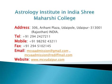 Ppt Astrology Institute In India Shree Maharshi College Powerpoint