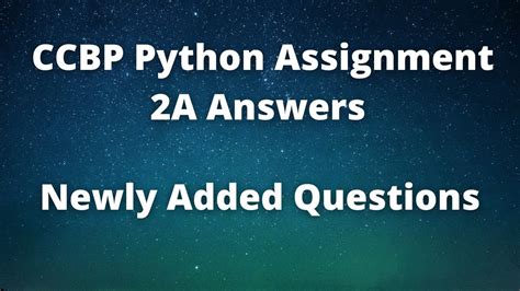 Python Assignment 2a Answers Ccbp Python Assignment 2a Solutions