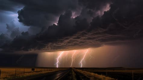 Fondo Tormenta El Ctrica Sobre Un Camino Rural Fondo Fotos De