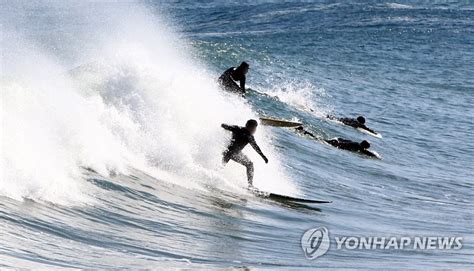 겨울바다 서핑 연합뉴스