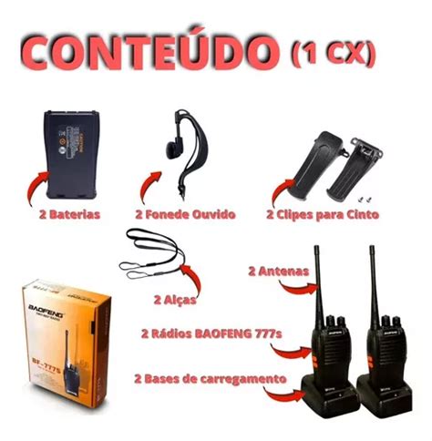 Kit 4 Rádio Comunicador Vhf uhf 16 Canais Bf 777s Fone Bandas De