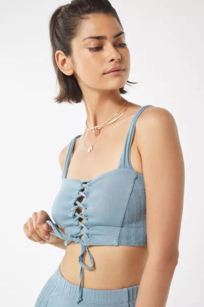 Uo Lace Up Cropped Tank Top Urban Outfitters