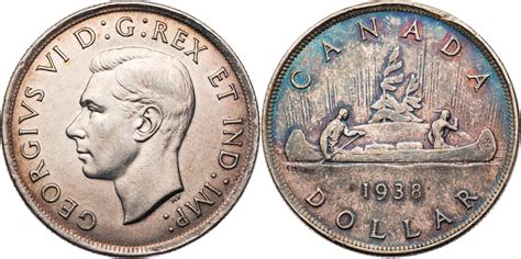 Kanada 1 Dollar 1938 George VI 1936 1952 Voyageur Kursmünze 1937