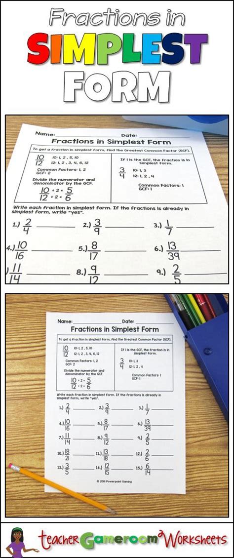 Simplest Form Multiplying Fractions