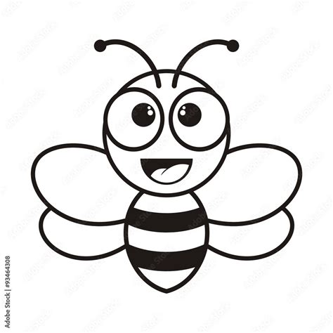 Vecteur Stock Outlined Cute Cartoon Bee Vector Illustration Simple