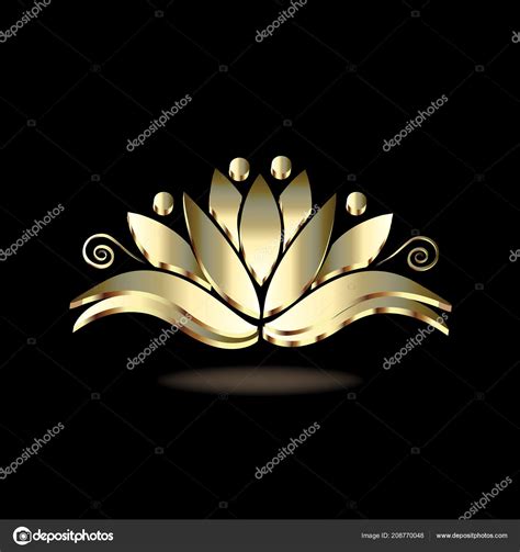 Templat Gambar Logo Gold Lotus Flower Vector Vektor Stok Oleh Glopphy