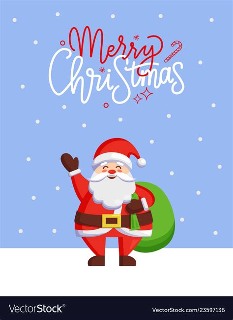 Merry Christmas Greeting Card With Santa Claus Vector Image